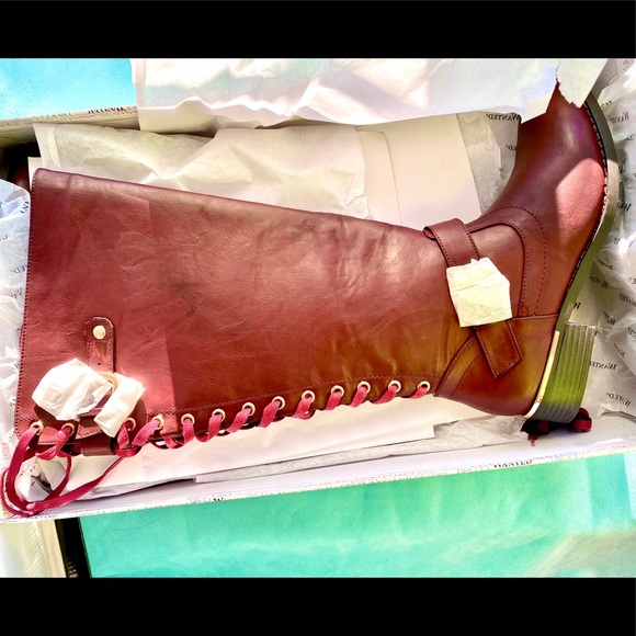 Wanted Lounge Lace-Back Riding Boots sz 9 Burgundy - Picture 8 of 16